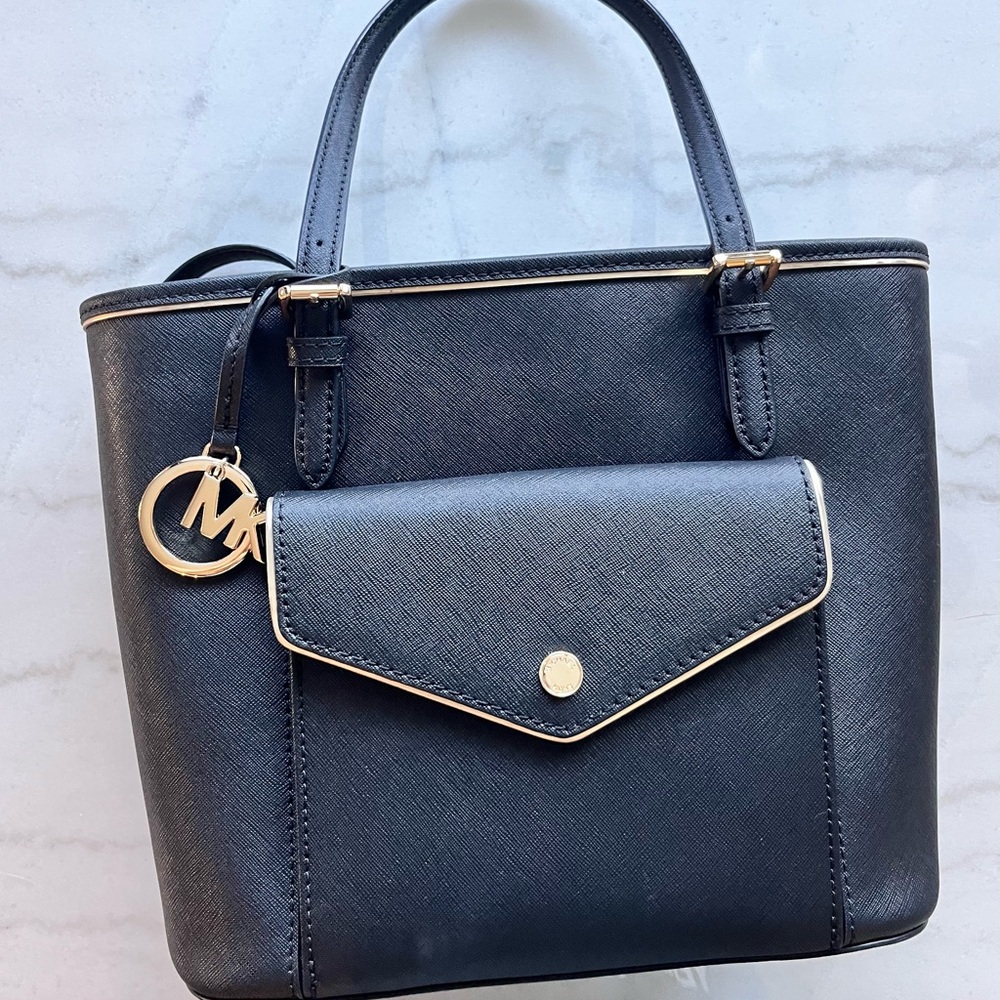 Michael Kors Black Tote with Gold Accents